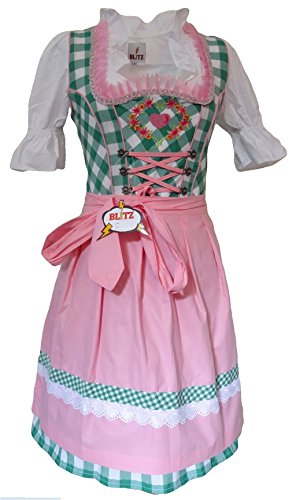 Blitz Dirndl 3pcs Bt13 Dirndl 90cm Color: Green - White - Pink