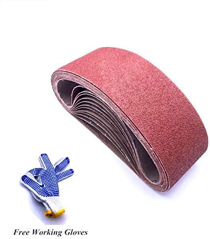 3x21 Sanding Belts for Belt Sander, 3 x 21 Aluminum Oxide Belt Sander Belt, 3 Each of 40 80 120 180 240 400 Grits Sander Belts,18 Pack(3x21In)