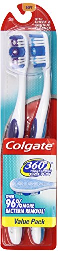 Colgate 360 Adult Full Head Soft Toothbrush, Twin Pack (68782)