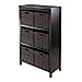 Winsome Terrace Shelving, 6 Small Basket, Dark Espresso