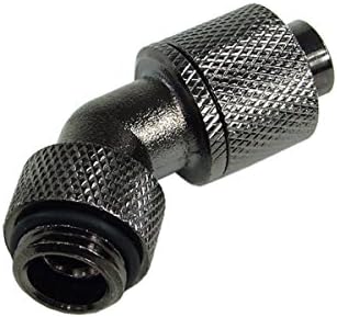 Aquatuning G1/4" to 10mm ID, 13mm OD Compression Fitting for Soft Tubing, 45° Rotary, Black Nickel