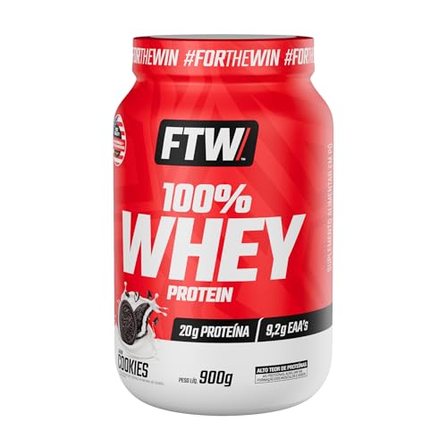 Whey Protein 100% Concentrado Pote 900g Sabor Cookies - Ftw Suplemento Alimentar, Proteína do Soro do Leite, Alto Valor Biológico