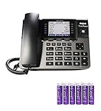 RCA U1000 Unison Base Station - 4 Line Phone Systems for Small Business with Digital Receptionist Bundled with 6 Blucoil AAA Batteries