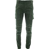 Kayden K - Men's Rips Front Cargo Pocket Pants - Olive