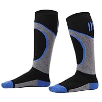 Halconia Kids Merino Wool Ski Socks Full Terry Skiing Socks, Splice Royal, L