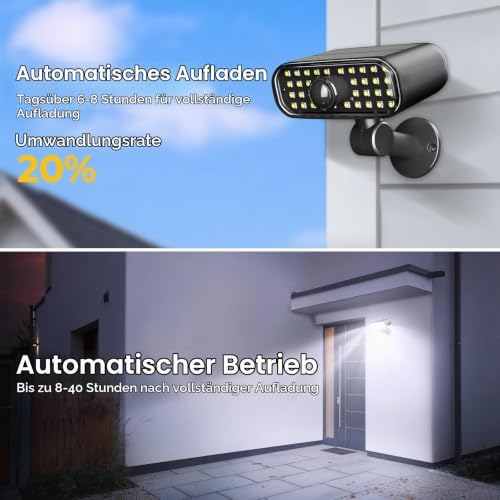 Solar Wandleuchte für Außen mit Bewegungsmelder, 36 LED, 2 Stück
