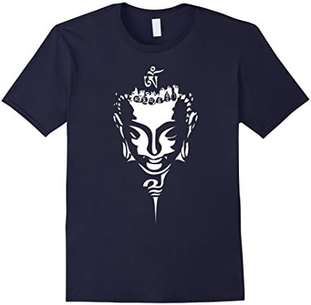 Mens OM PADME MANI HUM-Buddhist Mantra- T-Shirt Medium Navy