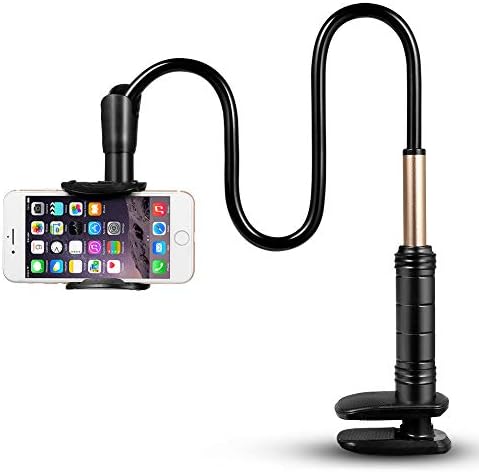 Tsinggs Gooseneck Phone Holder, Long Arm Gooseneck Flexible Lazy Bracket for Pad/iPhone X/8/7/6/6s Plus Samsung S8/S7 Amazon Kindle Fire HD and More- Black