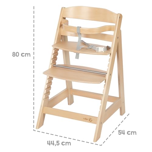 roba Sit Up III Steps High Chair, Grows with Your Baby, from 6 Months Up, Children's High Chair Made of Natural Wood, Chair Maximum Load 70 kg, 1 Piece (Pack of 1)
