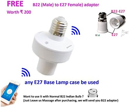 2018 Version (New Stock) Sonoff Slampher: 433MHz RF & WiFi Smart Light Bulb holder_Work with amazon Alexa , and Nest thermostat (For Home Automation)+ FREE (B22 to E27 adapter to use it with Indian Holder)