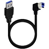 Traovien USB 3.0 Printer Cable, USB 3.0 Type A Male to Type B Male Plug 90 Degree High Speed Printer,Monitor,External Hard Dr