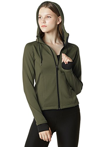 TM-FKJ02-KHK_X-Small Tesla Women's Lightweight Active Performance Full-zip Hoodie Jacket FKJ02