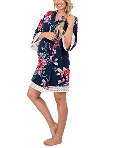 Womens Silk Nightdress Bathrobe Maternity Short Satin Maternity