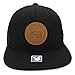 CALI Bear on Round Lether Patch Snapback Cap, California Republic hat (Black)