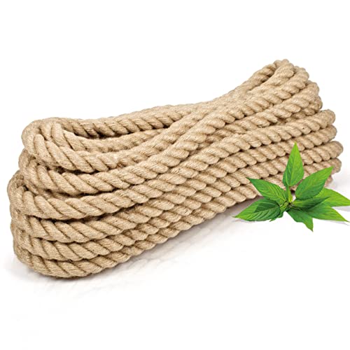 Abio Juteseil 18mm 50m Tau Seil Hanfseil Kordel Jutekordel Deko Dekoration Makramee Garn für Garten Jute Tauwerk Handlaufseil Schiffstau Schnur Paketschnur 50 M