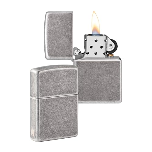 Zippo Windproof Lighter - Flame Design - Antique Silver - Refillable - Reusable - Windproof - Gift Box - Metal - Made in USA - Amazon Exclusive