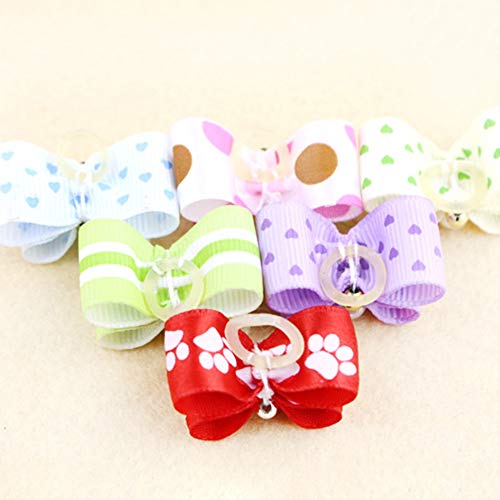 Xeminor 6 Pcs/Set Adorable Pet Double-Layer Bowknot Hair Clip Dog Cat Headdress Pet Grooming Hair Accessoriess Random Color