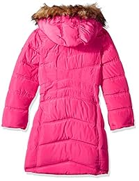 Steve Madden - Chaqueta larga para niña con capucha de piel sintética