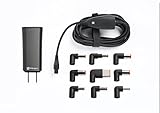 FINsix Dart 65W Smallest Lightweight Portable PC Laptop Charger plus USB devices | Fits in Pocket | Gunmetal | Integrated 2.1A USB Port for Acer Asus Dell HP Lenovo Samsung Android iPhone iPad