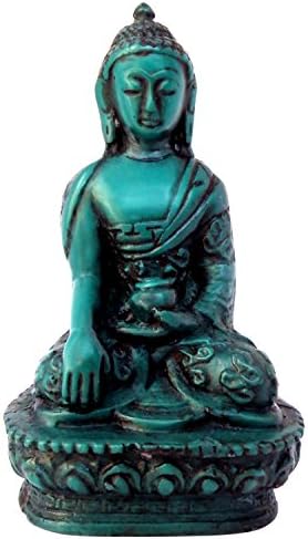 Solid Resin Buddha Statues in Shakyamuni, Medicine, Teaching, Protection and Meditation Poses (Turquoise, Shakyamuni 2: XS)