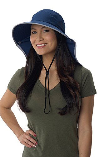 Sun Protection Zone Unisex Floppy Sun Hat (Navy with Silver Trim) - Thumbnail 3