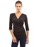PattyBoutik Women's Faux Wrap Long Sleeve Pullover Blouse