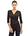 PattyBoutik Women's Faux Wrap Long Sleeve Pullover Blouse