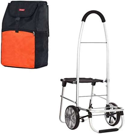 新色追加 Shisyan 多用途キャリーカート ショッピングカート食料品ショッピングカートの折りたたみハンドベビーカー老人とスツールトロリー荷物のカートギフト カラー Orange サイズ 100 運搬 買い物カゴ 48 55センチ