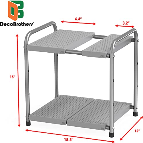 DecoBros Under Sink 2 Tier Expandable Shelf Organizer, Silver Pricepulse