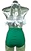 COCOSHIP Creamy White & Green Solids Retro Boho Flounce Falbala High Waist Bikini Set Chic Swimsuit Swimwear XXL(FBA)