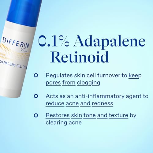 DIFFERIN ACNE TREATMENT GEL, 90 DAY SUPPLY, RETINOID TREATMENT FOR FACE WITH 0.1% ADAPALENE, GENTLE SKIN CARE FOR ACNE PRONE SENSITIVE SKIN, 45G PUMP (PACKAGING MAY VARY)
