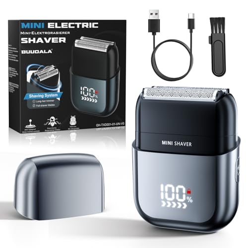 Electric Beard Shaver with LED Display, IPX7 Waterproof Men's Beard Shaver Wet & Dry, Shaver Beard Battery Life 180 Minutes, Lightweight and Quiet, Men's Razor for Beard, Face and Travel