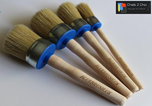 #BBs4 - SET of 4 CHALK PAINT workshop SYNTHETIC ROUND PAINT BRUSHES by BLUEBRUSH UK 25,35,45,55mm 1, 1 3/8 , 1 3/4 ,2 3/16 inch long poly-bristle performance set