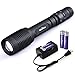 Canwelum Ultra-bright 1,200lm Zoom CREE T6 LED Flashlight Powered by Two Pieces of Battery and with Smart 5-mode LED Torch Light (A Complete Set with Battery & Charger: Bigger Battery Power Capacity & with Protective Board)