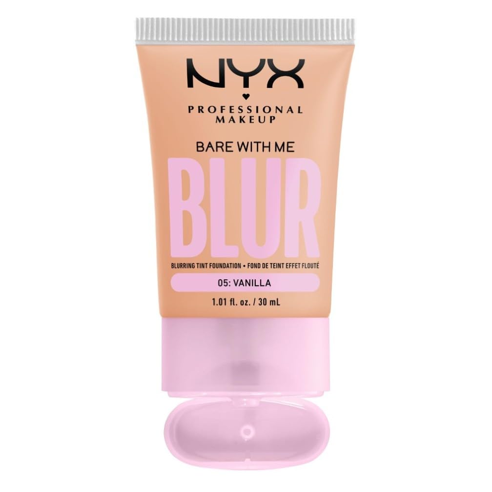 NYX Professional Makeup Blurring Tint Foundation, Medium Coverage, Matte Finish, With Niacinamide, Matcha and Glycerin, 12 Hours Hydrating, Bare With Me Blur, 30 ml, Shade: Vanilla