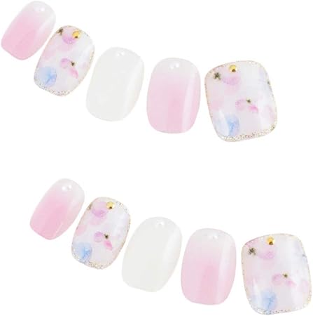 Amazon ゆずネイル ネイルチップ ピンク系 花 ガーリッシュ デート ドレス E Q C ゆずネイル ネイルチップ 通販