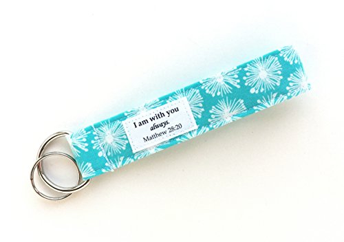 Keychain Wristlet - Fabric Key Lanyard with Bible Verse - I am With You Always - Thumbnail 2