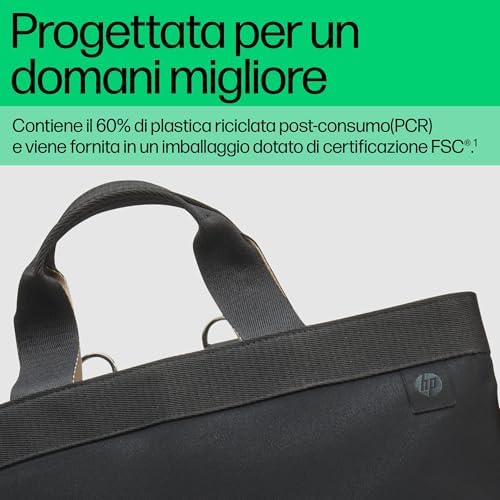 Borsa-Zaino Convertibile in Tracolla, Adatta per PC fino a 14,1" di Diagonale, Creata con Plastica Riciclata, Tasca dotata di Blocco RFID, Resistente all'Acqua, 18 L, Nera