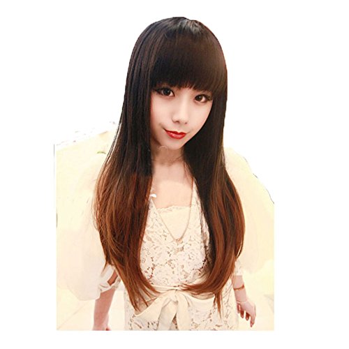 DAYISS® Womens Long Curly Wavy Hair Long Wigs Cosplay Party Brown Ombre