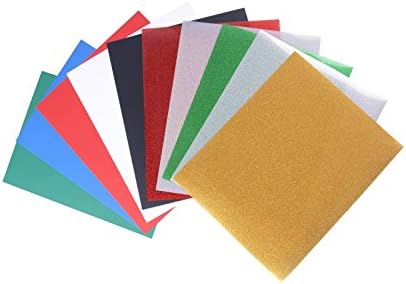 Kingz De Kraftz Vinyl Heat Transfer Sheets 12" x 10" (10 PACK) For Silhouette 5 GLITTER and 5 PU Starter Bundle For T Shirts