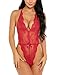 Avidlove Teddy Lingerie for Women One Piece Babydoll Lace Bodysuit Romper Dark Red S