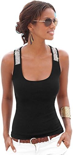 IBTS® Sexy Women Summer Sleeveless Blouse Casual Vest Tank Tops T-Shirt Blouse (Medium, Black)