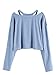 SweatyRocks Women's Tshirt Long Sleeve Casual Loose Crop Top T-shirt Blue