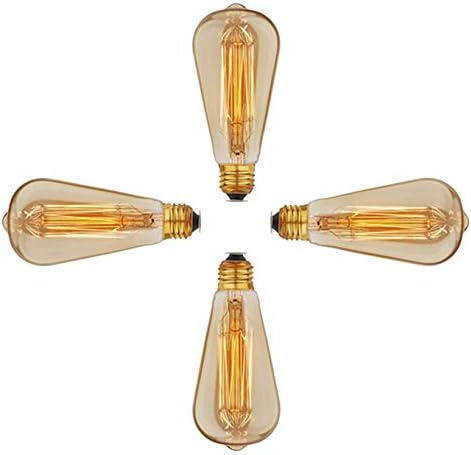 SidiOutil 4 Pack ST64 Edison Light Bulbs 40W Vintage Light Bulb, Dimmable Incandescent Light Bulb 110V E26 for Restaurant Home Office Light Fixtures Decorative Warm Light
