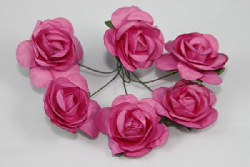 Mini Rose Bulk Paper Flowers 0.5" Fuchsia (144 Stems)