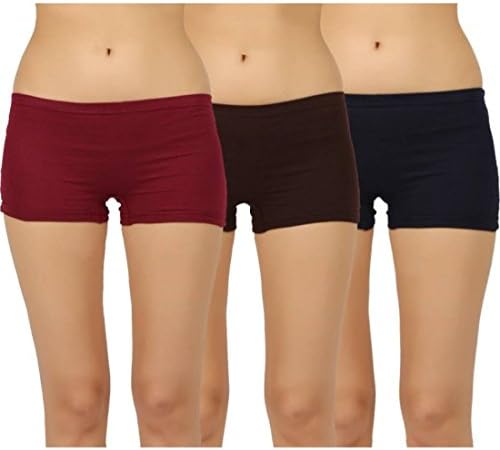 Women's Cotton Mid Waist Boyshorts Panties (Pack of 3)