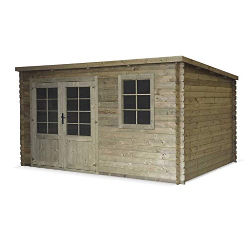 Alice's Garden Abri de Jardin Contemporain traité Autoclave Classe 3, MEGEVE en Bois FSC de 12,8 m², Structure en madriers 28 mm, Sapin du Nord