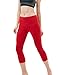 Tesla TM-FYC32-RED_Medium Yoga Pants High-Waist Tummy Control w Hidden Pocket FYC32
