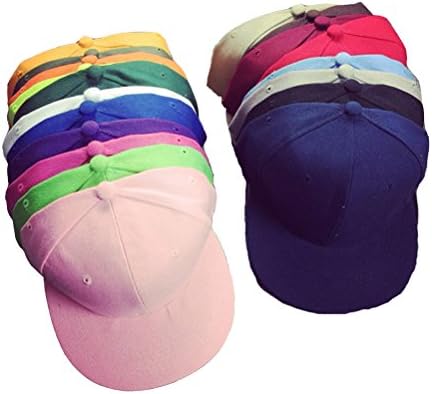 Lydia Fashion Blank Adjustable Flat Bill Plain Snapback Hats Caps (All Colors) (Wholesale 20 pcs (1 pcs for each color))