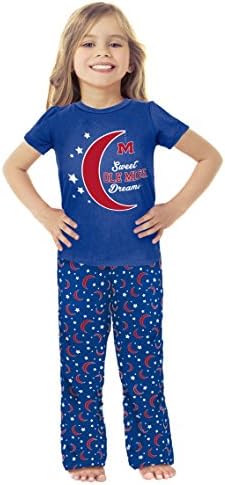 NCAA Mississippi Old Miss Rebels Girls Toddler Moon Pajama Set, 3T, Navy